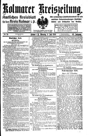 Kolmarer Kreiszeitung vom 04.07.1916