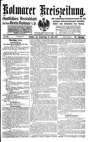 Kolmarer Kreiszeitung vom 13.07.1916