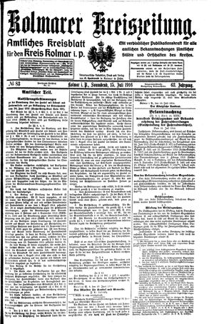 Kolmarer Kreiszeitung on Jul 15, 1916