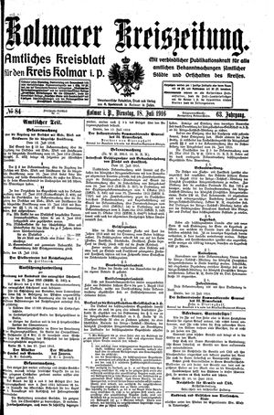 Kolmarer Kreiszeitung vom 18.07.1916