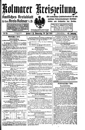Kolmarer Kreiszeitung on Jul 20, 1916