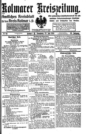 Kolmarer Kreiszeitung vom 22.07.1916