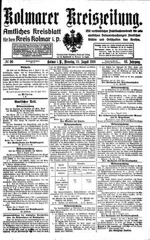 Kolmarer Kreiszeitung vom 15.08.1916