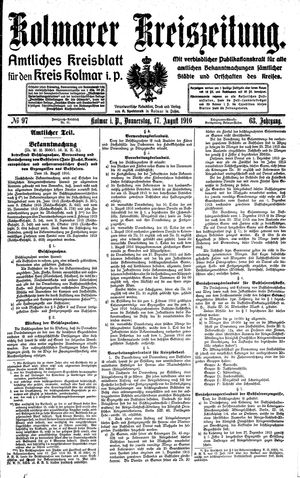 Kolmarer Kreiszeitung vom 17.08.1916