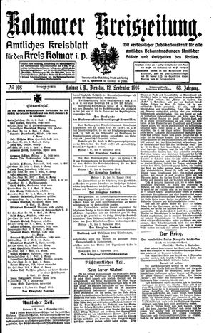 Kolmarer Kreiszeitung vom 12.09.1916