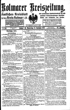 Kolmarer Kreiszeitung vom 14.09.1916