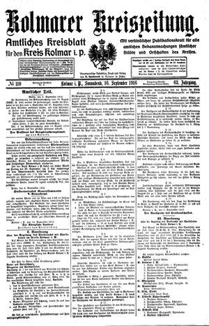 Kolmarer Kreiszeitung vom 16.09.1916