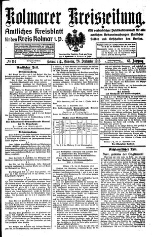 Kolmarer Kreiszeitung vom 26.09.1916
