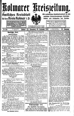 Kolmarer Kreiszeitung vom 30.09.1916