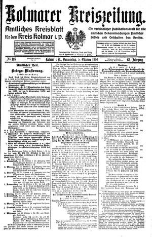 Kolmarer Kreiszeitung vom 05.10.1916