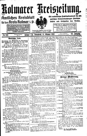 Kolmarer Kreiszeitung vom 14.10.1916