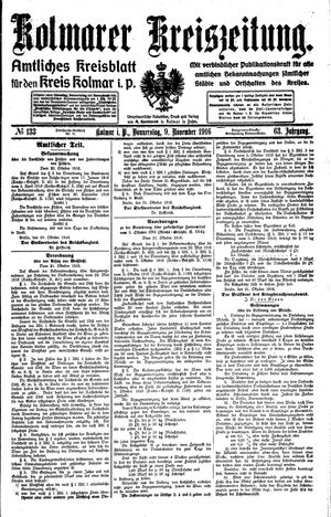 Kolmarer Kreiszeitung vom 09.11.1916