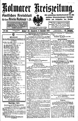 Kolmarer Kreiszeitung vom 11.11.1916