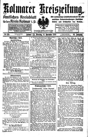 Kolmarer Kreiszeitung vom 14.11.1916