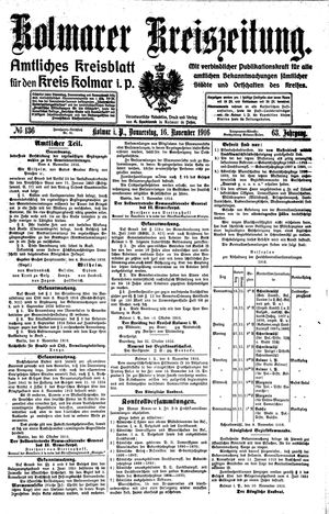 Kolmarer Kreiszeitung vom 16.11.1916