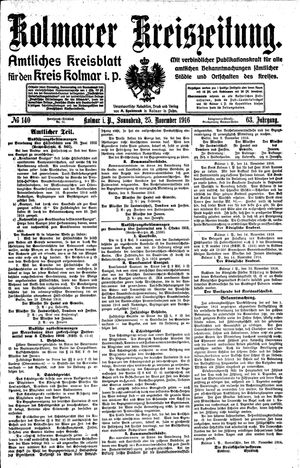 Kolmarer Kreiszeitung vom 25.11.1916
