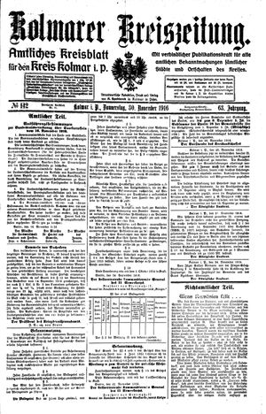 Kolmarer Kreiszeitung vom 30.11.1916