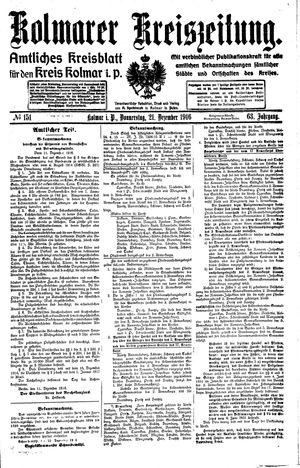 Kolmarer Kreiszeitung vom 21.12.1916