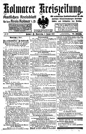 Kolmarer Kreiszeitung vom 04.01.1917
