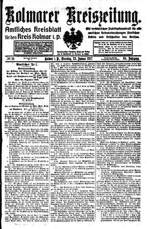 Kolmarer Kreiszeitung vom 23.01.1917