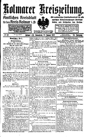 Kolmarer Kreiszeitung vom 27.01.1917