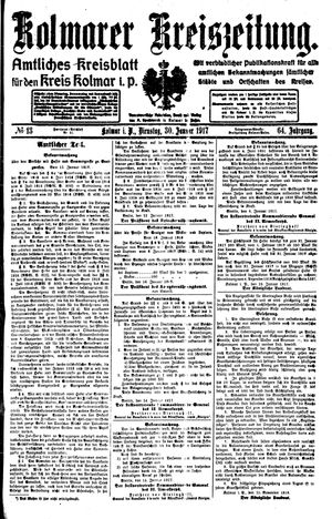Kolmarer Kreiszeitung on Jan 30, 1917