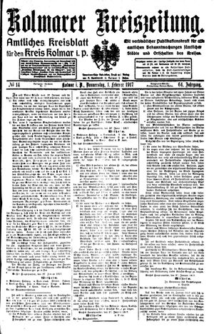 Kolmarer Kreiszeitung vom 01.02.1917