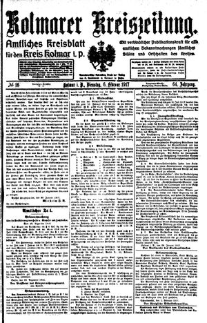 Kolmarer Kreiszeitung vom 06.02.1917