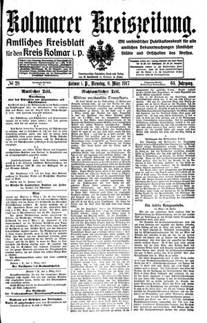 Kolmarer Kreiszeitung vom 06.03.1917