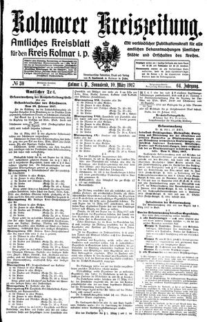 Kolmarer Kreiszeitung vom 10.03.1917