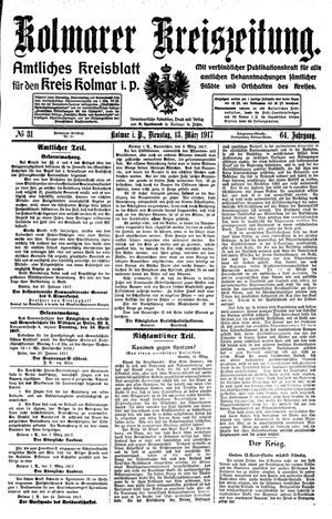 Kolmarer Kreiszeitung on Mar 13, 1917