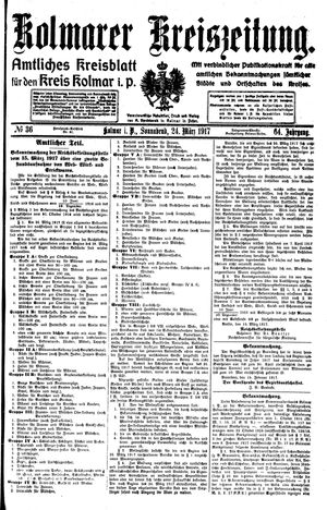 Kolmarer Kreiszeitung vom 24.03.1917