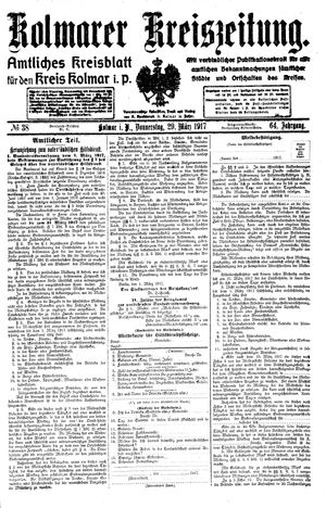 Kolmarer Kreiszeitung vom 29.03.1917