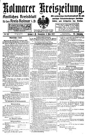 Kolmarer Kreiszeitung vom 05.05.1917