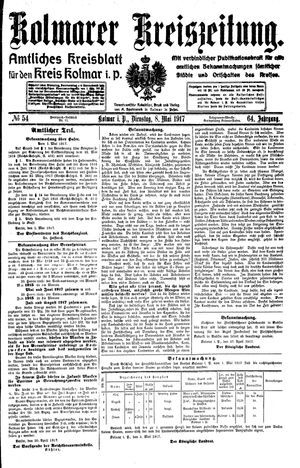 Kolmarer Kreiszeitung vom 08.05.1917