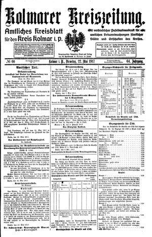 Kolmarer Kreiszeitung vom 22.05.1917