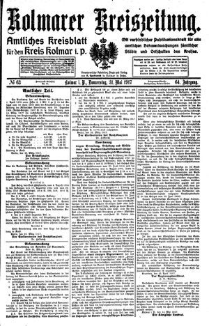 Kolmarer Kreiszeitung vom 31.05.1917