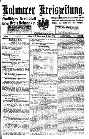 Kolmarer Kreiszeitung vom 07.06.1917