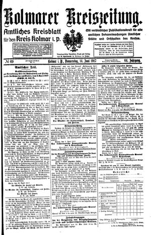 Kolmarer Kreiszeitung vom 14.06.1917