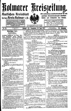 Kolmarer Kreiszeitung vom 16.06.1917