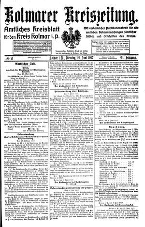 Kolmarer Kreiszeitung vom 19.06.1917
