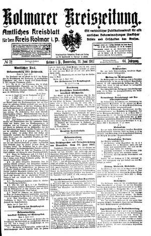 Kolmarer Kreiszeitung vom 21.06.1917