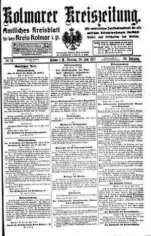 Kolmarer Kreiszeitung vom 26.06.1917