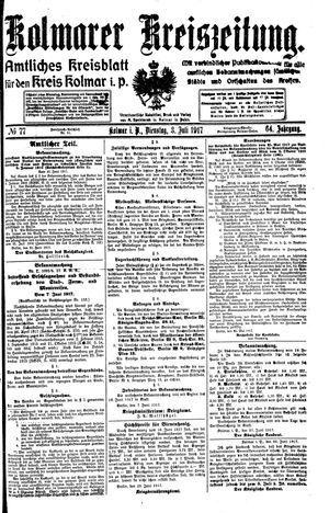 Kolmarer Kreiszeitung vom 03.07.1917