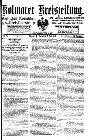Kolmarer Kreiszeitung vom 07.07.1917