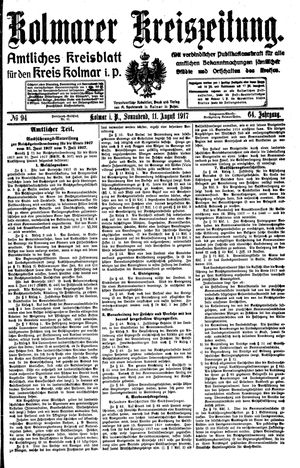 Kolmarer Kreiszeitung vom 11.08.1917