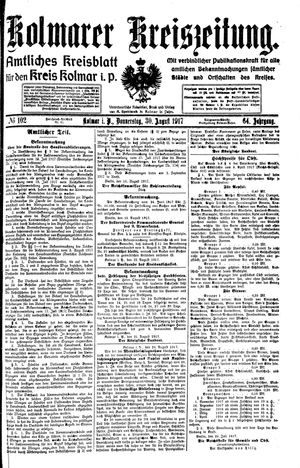 Kolmarer Kreiszeitung on Aug 30, 1917