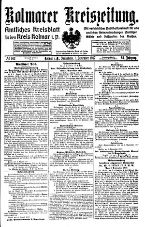 Kolmarer Kreiszeitung vom 01.09.1917