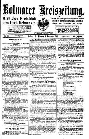 Kolmarer Kreiszeitung vom 04.09.1917