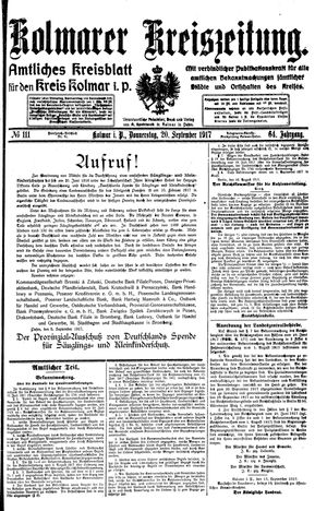 Kolmarer Kreiszeitung vom 20.09.1917
